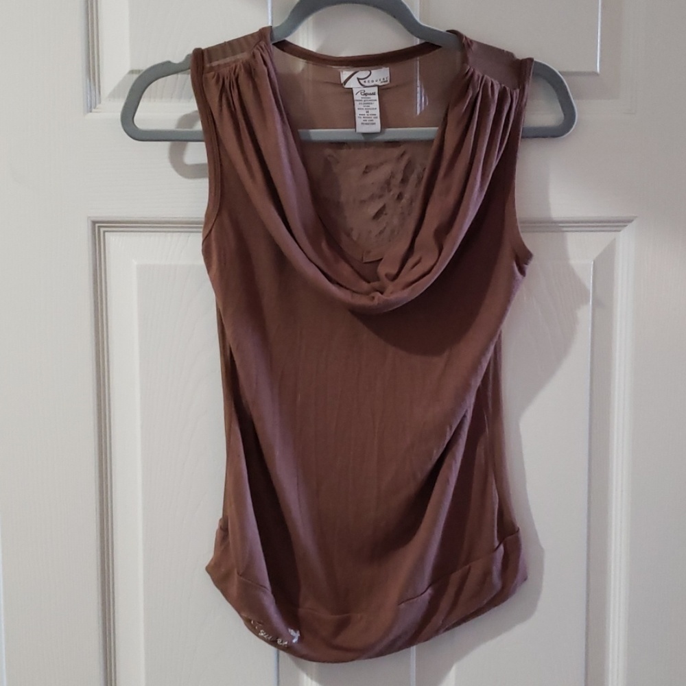 Brown cowl printed tank